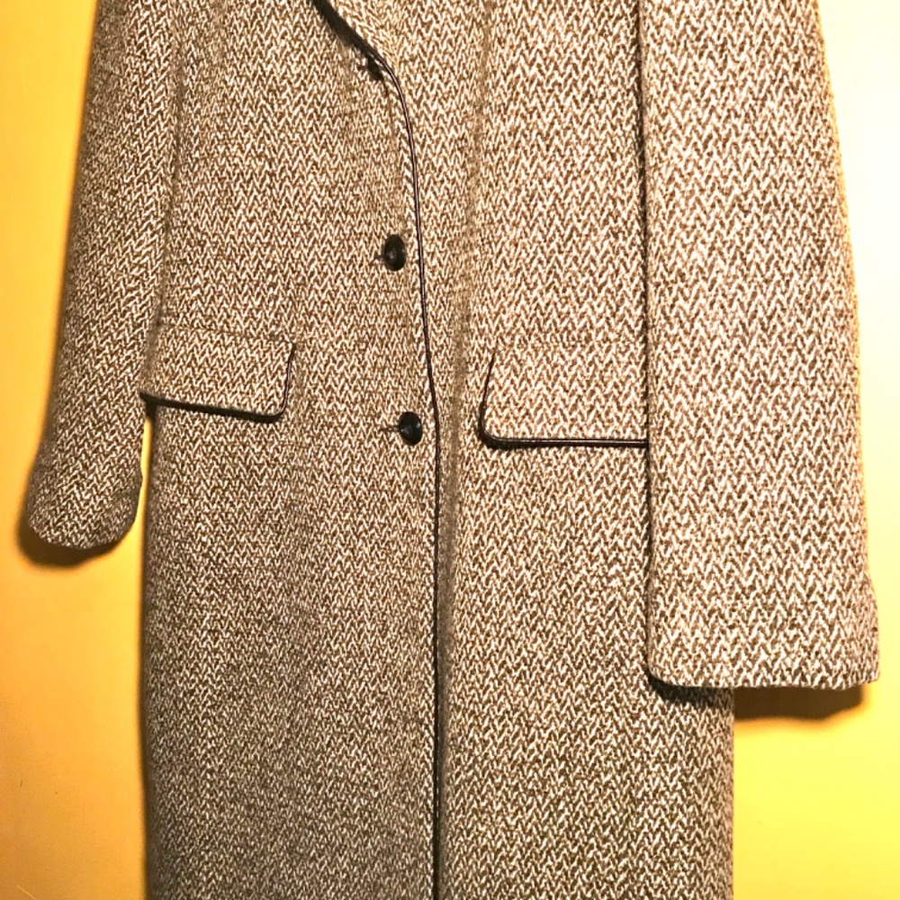 Mackintosh Vintage Wool Tweed Coat EcoChic Overcoat Gray Black Women’s Size 12 - Picture 3 of 16